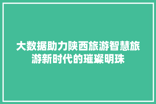 大数据助力陕西旅游智慧旅游新时代的璀璨明珠