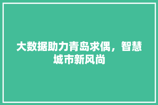 大数据助力青岛求偶，智慧城市新风尚