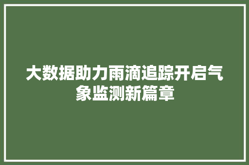 大数据助力雨滴追踪开启气象监测新篇章