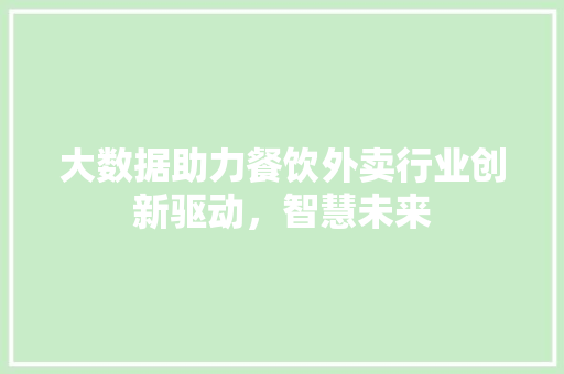大数据助力餐饮外卖行业创新驱动，智慧未来