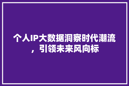 个人IP大数据洞察时代潮流，引领未来风向标