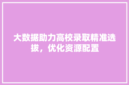 大数据助力高校录取精准选拔，优化资源配置