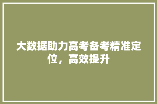 大数据助力高考备考精准定位，高效提升