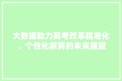大数据助力高考改革精准化、个性化教育的未来展望