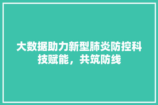 大数据助力新型肺炎防控科技赋能，共筑防线