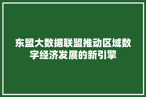 东盟大数据联盟推动区域数字经济发展的新引擎