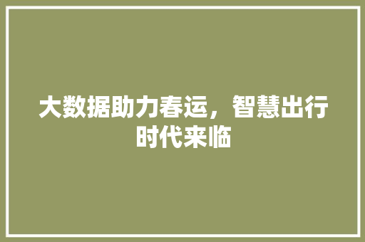 大数据助力春运，智慧出行时代来临