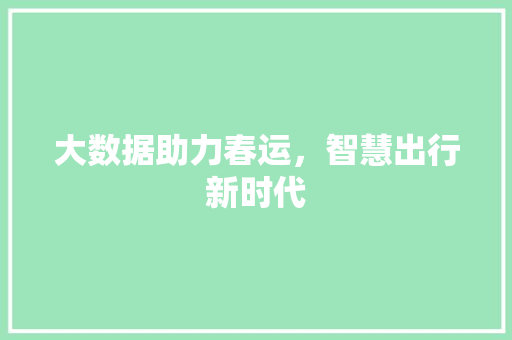 大数据助力春运，智慧出行新时代