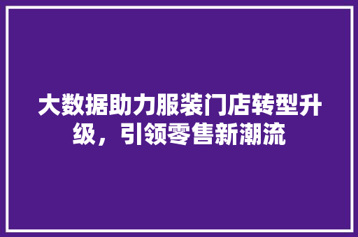 大数据助力服装门店转型升级，引领零售新潮流  第1张
