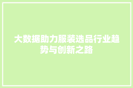大数据助力服装选品行业趋势与创新之路  第1张