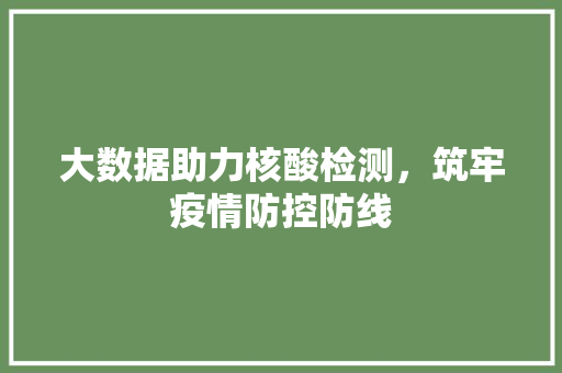 大数据助力核酸检测，筑牢疫情防控防线  第1张