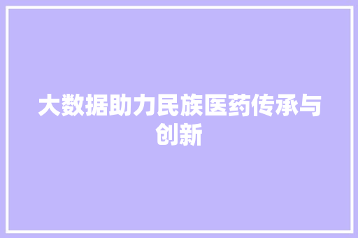 大数据助力民族医药传承与创新