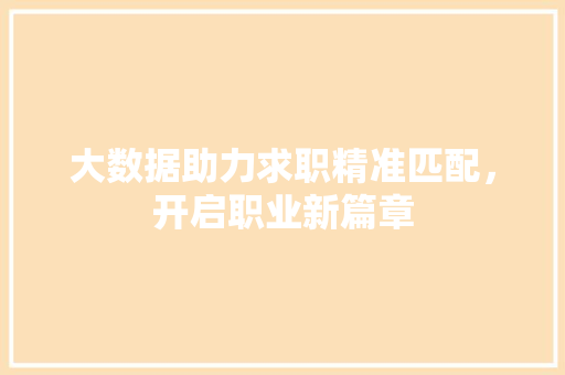 大数据助力求职精准匹配，开启职业新篇章