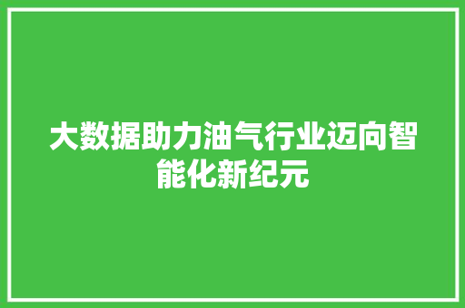 大数据助力油气行业迈向智能化新纪元