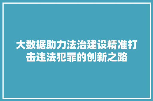 大数据助力法治建设精准打击违法犯罪的创新之路  第1张