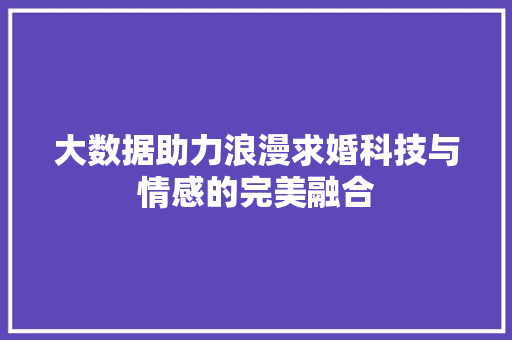 大数据助力浪漫求婚科技与情感的完美融合