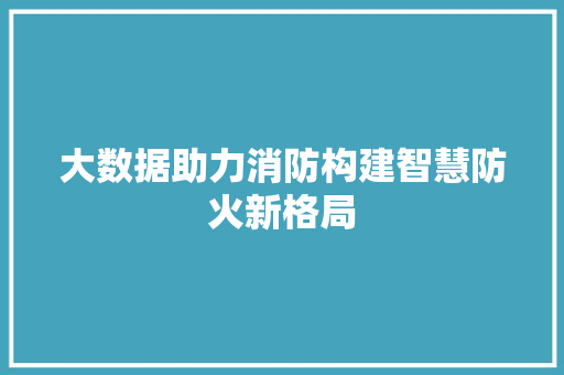 大数据助力消防构建智慧防火新格局