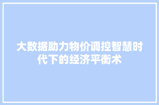 大数据助力物价调控智慧时代下的经济平衡术