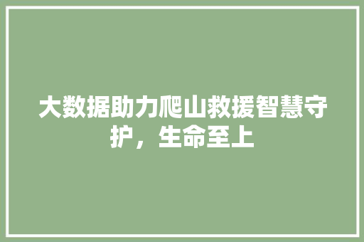 大数据助力爬山救援智慧守护，生命至上