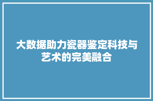 大数据助力瓷器鉴定科技与艺术的完美融合