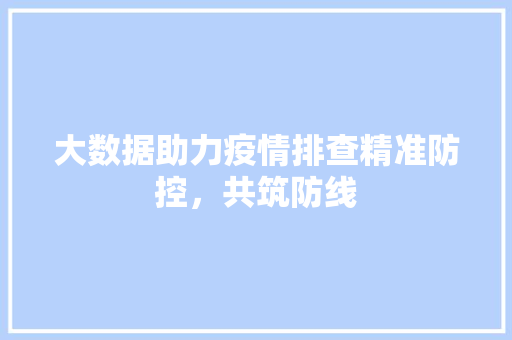 大数据助力疫情排查精准防控，共筑防线