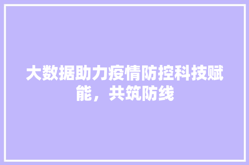 大数据助力疫情防控科技赋能，共筑防线