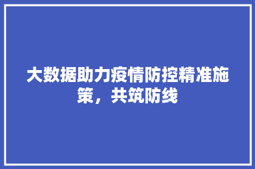 大数据助力疫情防控精准施策，共筑防线