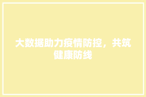 大数据助力疫情防控，共筑健康防线