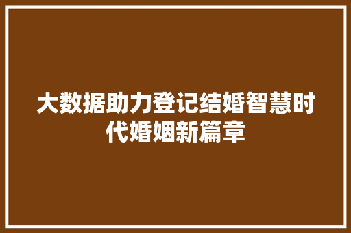 大数据助力登记结婚智慧时代婚姻新篇章