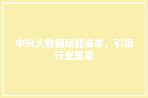 中兴大数据赋能未来，引领行业变革