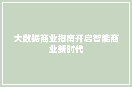 大数据商业指南开启智能商业新时代