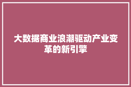 大数据商业浪潮驱动产业变革的新引擎  第1张