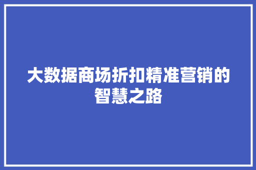 大数据商场折扣精准营销的智慧之路  第1张