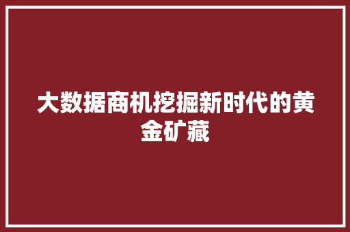 大数据商机挖掘新时代的黄金矿藏