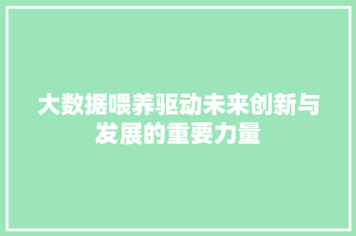 大数据喂养驱动未来创新与发展的重要力量