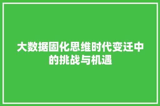 大数据固化思维时代变迁中的挑战与机遇