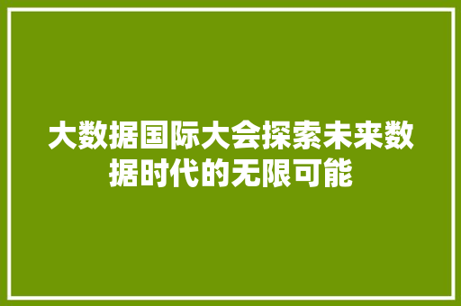 大数据国际大会探索未来数据时代的无限可能  第1张