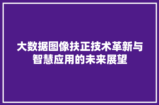 大数据图像扶正技术革新与智慧应用的未来展望  第1张