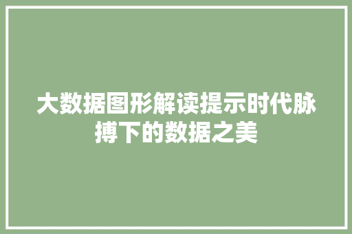大数据图形解读提示时代脉搏下的数据之美