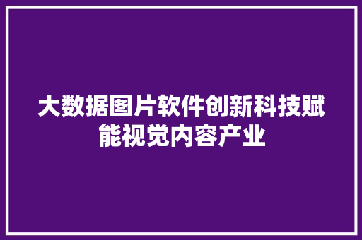 大数据图片软件创新科技赋能视觉内容产业