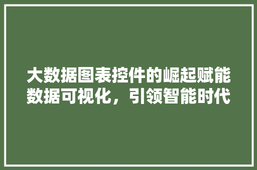 大数据图表控件的崛起赋能数据可视化，引领智能时代新潮流