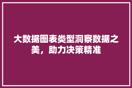 大数据图表类型洞察数据之美，助力决策精准
