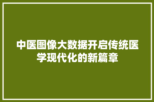 中医图像大数据开启传统医学现代化的新篇章