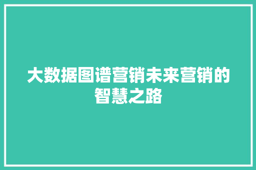 大数据图谱营销未来营销的智慧之路