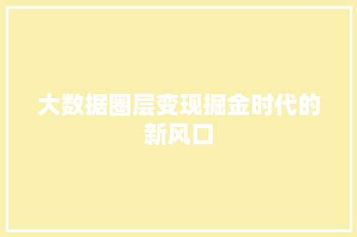 大数据圈层变现掘金时代的新风口