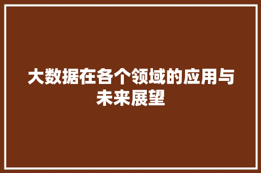 大数据在各个领域的应用与未来展望