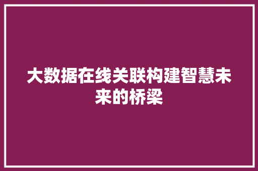 大数据在线关联构建智慧未来的桥梁  第1张