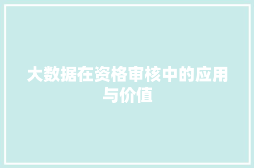 大数据在资格审核中的应用与价值