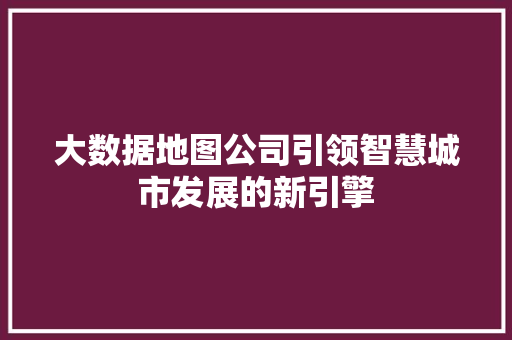 大数据地图公司引领智慧城市发展的新引擎