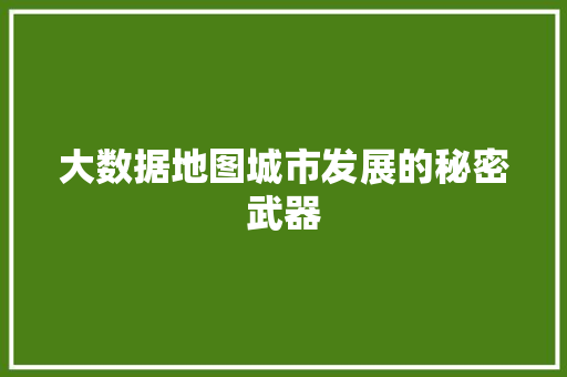 大数据地图城市发展的秘密武器  第1张